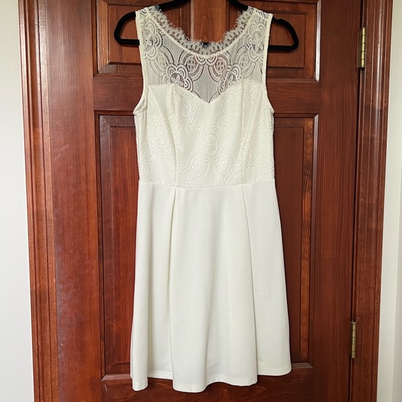 white graduation dress francesca's Amy Short White Graduation Dress with Ruffles White / XSmall